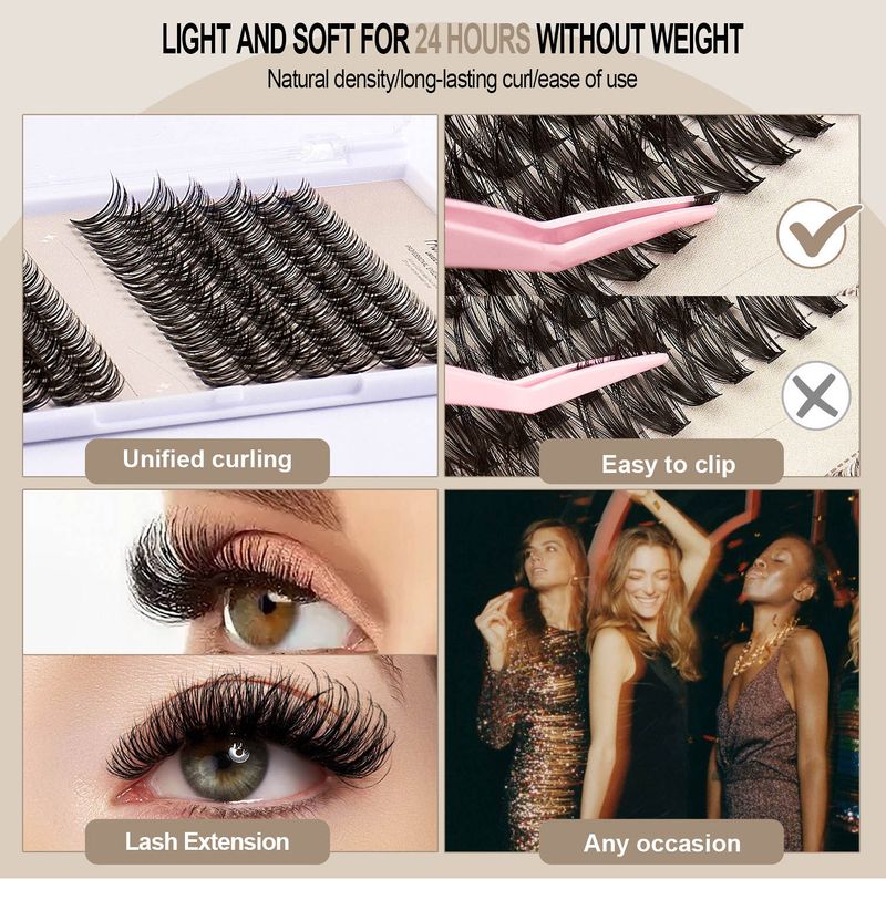 DIY Clusters Lashes Segmented False Eyelashes Single Cluster Natural 30P/40P Curl For Charming Eye Makeup_voghion.com