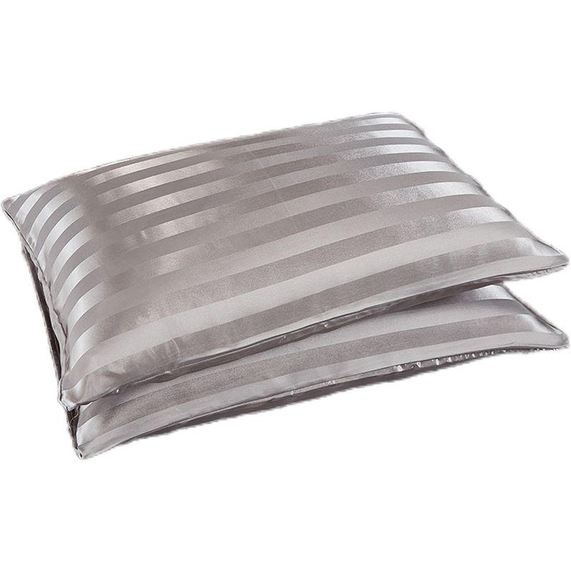 Kissenbezug-Set mit Satinstreifen – luxuriöser Satin-Kissenbezug mit Hotelverschluss (seidenweich, knitterfrei, Queen-Size, 2er-Pack, Weiß und Gold)_voghion.com