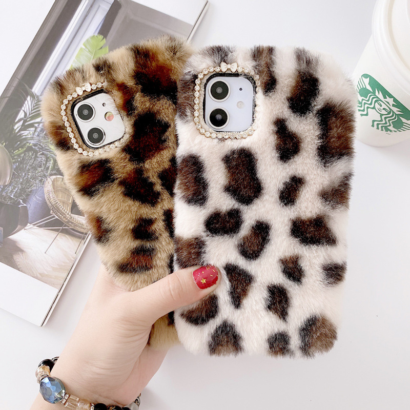 Plush leopard print suitable for iphone13promax Apple 12/11 mobile phone case XS/XR girl 78plus soft case_voghion.com