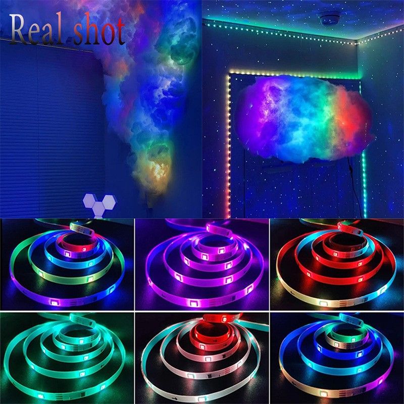Bande lumineuse LED intelligente WS2812B 5 V USB RVB 5050, changement de couleur, contrôle par application Bluetooth, 18 LED/m, pour décoration intérieure, configuration de jeux, rétroéclairage TV._voghion.com