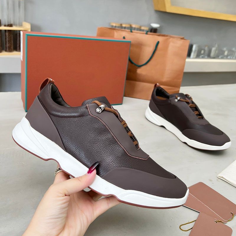 Scarpe da corsa comode per il tempo libero e lo sport da uomo 2023 in pelle opaca e suola spessa con strato superiore in pelle bovina_voghion.com