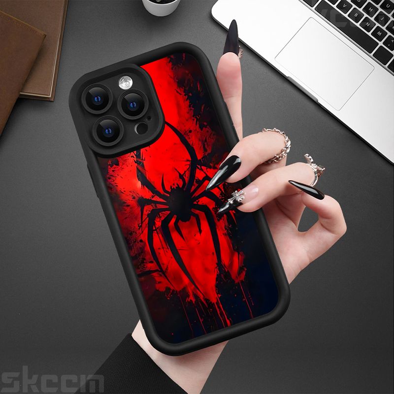 Blood Spider Pattern Design Silicone Soft Phone Case For IPhone 16 Pro Max 15 14 13 12 11 7 8 Plus X XR XS Lens Protection Cover_voghion.com
