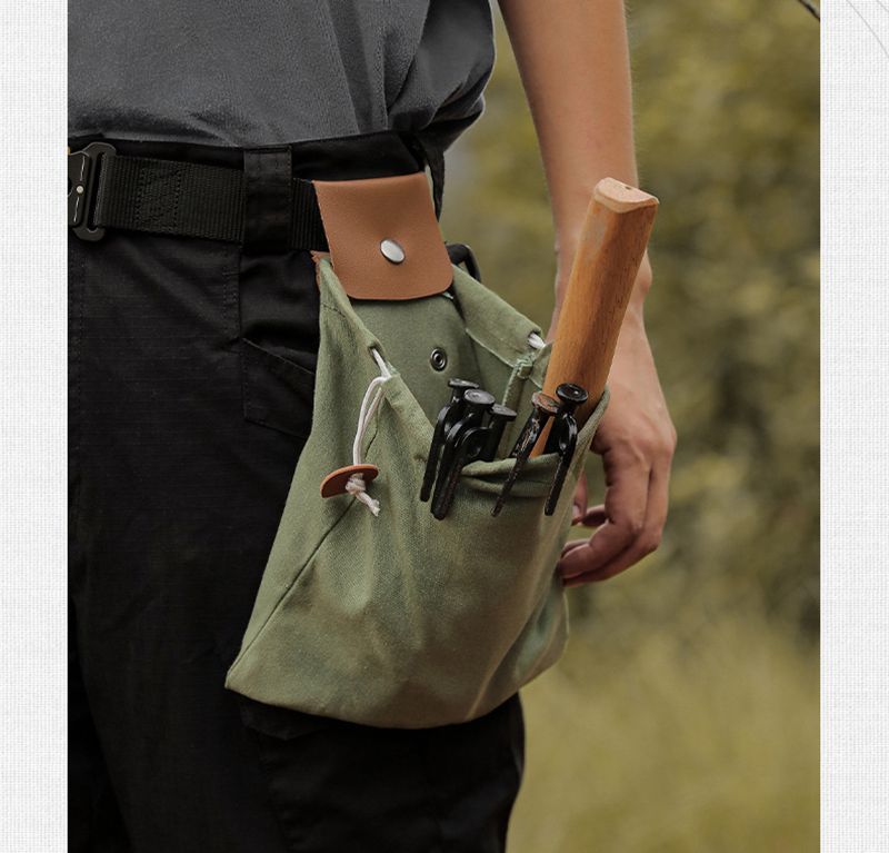 Outdoor Foraging Fruit Picking Hanging Waist Drawstring Foldable Canvas Tool Storage Bag_voghion.com