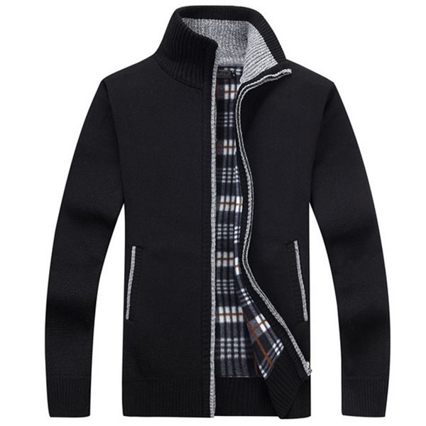 Herrenbekleidung Herbst Herren Lange Strickhemdärmel Verdickter Fleece-gefütterter modischer Top-Pullovermantel Große Größe_voghion.com