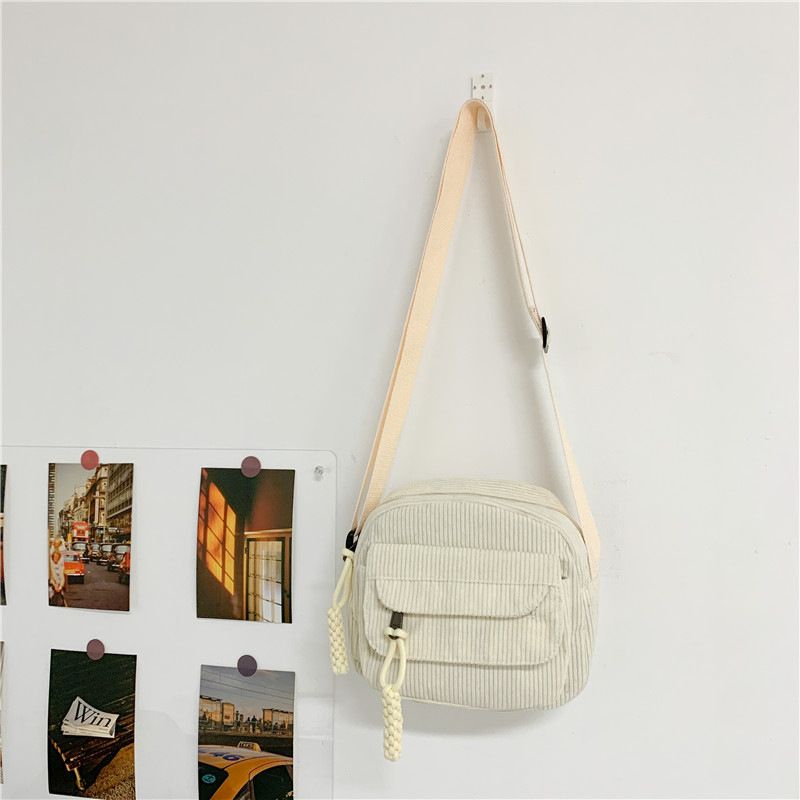 Borsa a tracolla coreana in velluto a coste, piccola, quadrata, casual, tinta unita, 2025, nuova ed elegante, a spalla singola_voghion.com