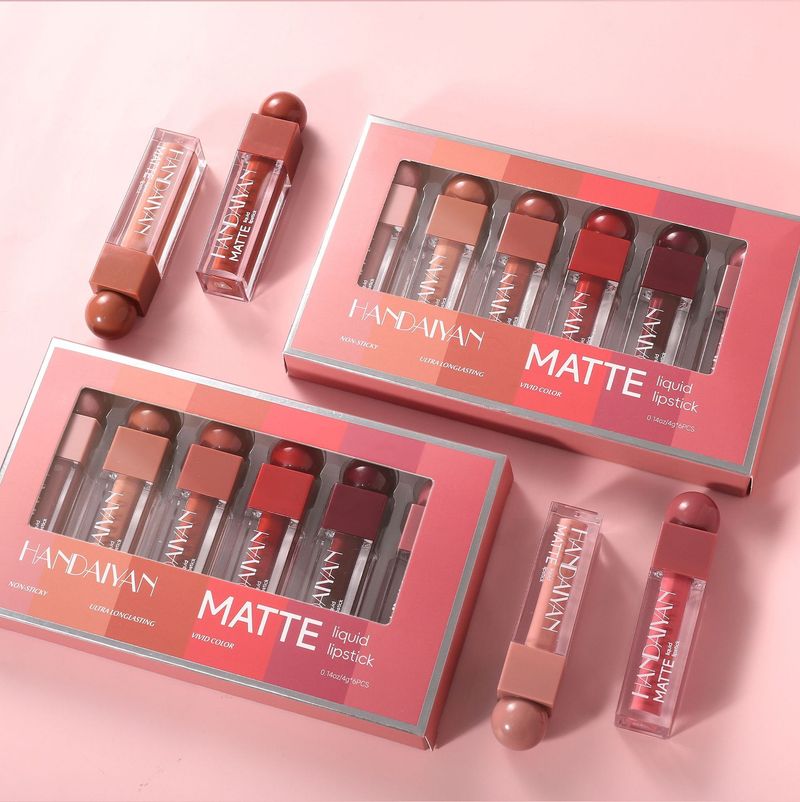 HANDAIYAN 6-Piece Matte Lip Gloss Set - Long-Lasting Waterproof Lipstick, Non-Fading & Non-Sticky, Velvet Finish_voghion.com