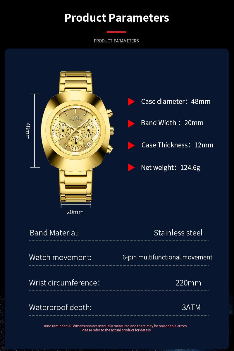 Va Va Voom Herrenuhr Sechspoliger Multifunktionskalender Wasserdicht Leuchtende Herrenuhr Mode Temperament Quarzuhr_voghion.com