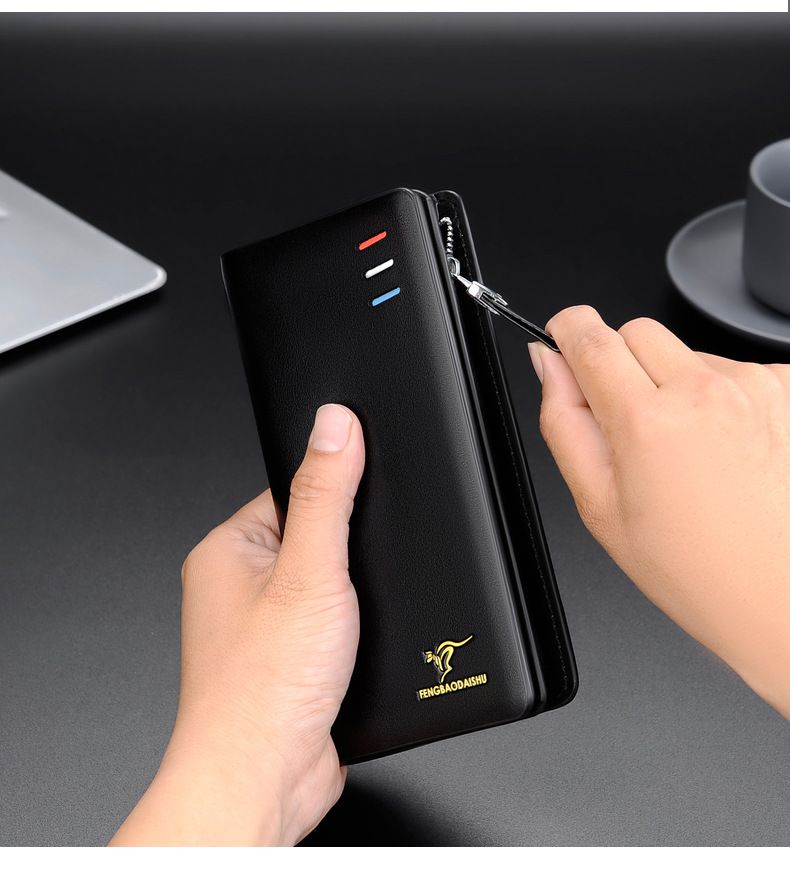 Portafoglio sottile da uomo con protezione RFID - Porta carte in pelle di grande capacità con oltre 12 scomparti per carte e tasca con cerniera (adatto per iPhone Plus, viaggi e uso aziendale)_voghion.com