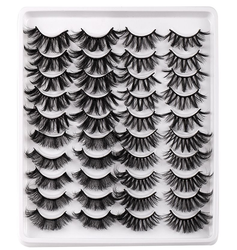 False Eyelashes 20 Pairs Of Mixed Mink Eyelashes In Boxes, False Eyelashes, Hard Stems, Thick And Curled Eyelashes_voghion.com