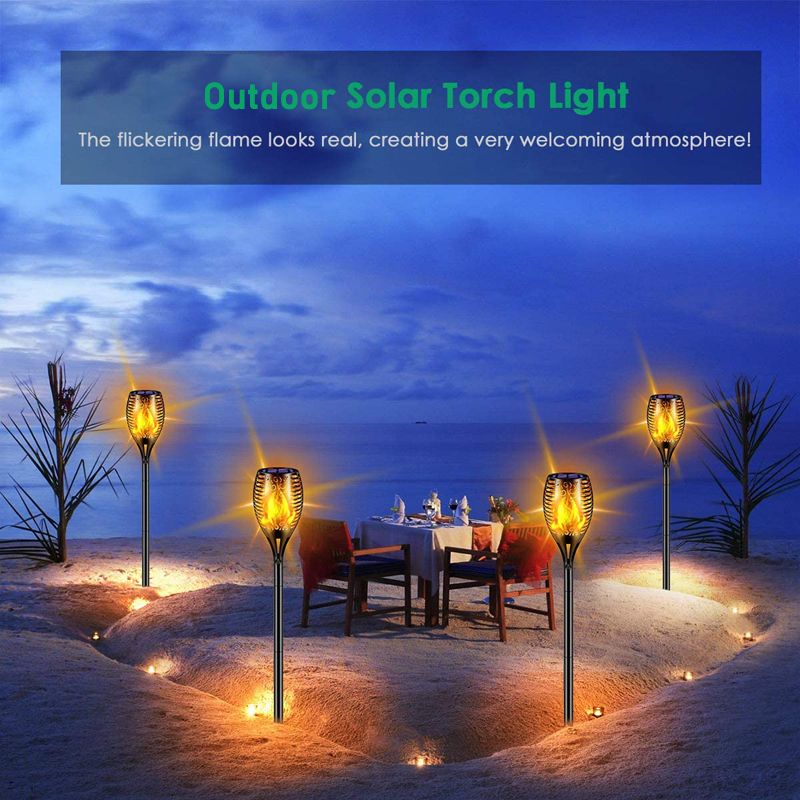 96 LED Outdoor Solar Torch Lights Waterproof Garden Patio Flickering Dancing Flame Lamp_voghion.com