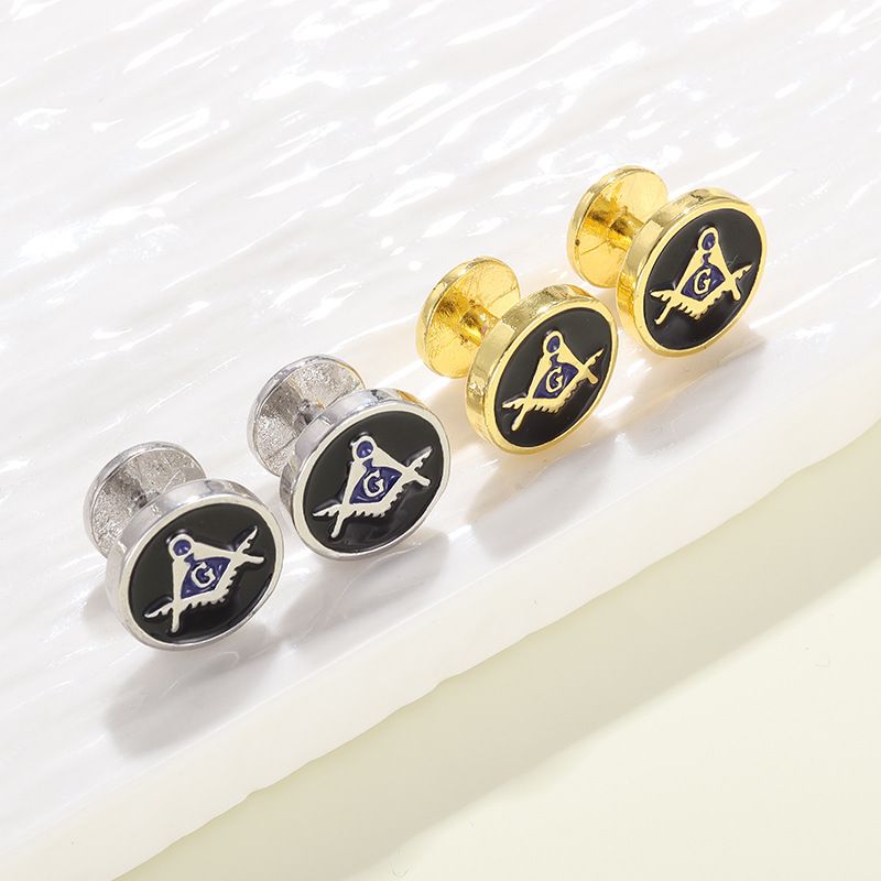 Gioielli e accessori Nuovi gemelli massonici rotondi dipinti Set da 8 pezzi Gemelli per camicia francese da smoking_voghion.com