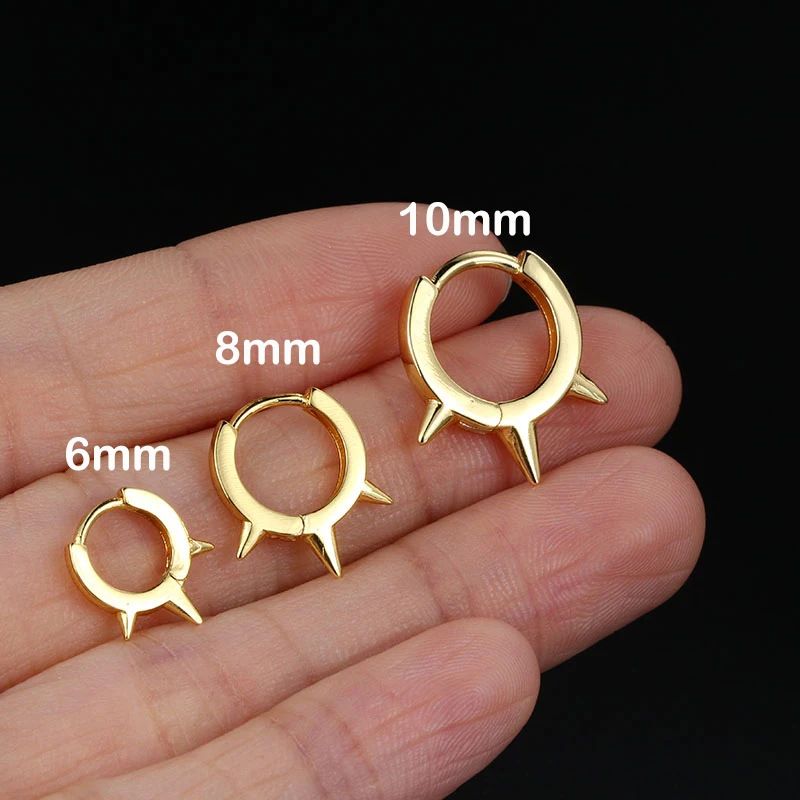Orecchini rotondi unisex con rivetti punk popolari per le donne con orecchini piercing in zircone liscio_voghion.com