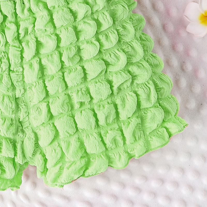 Ensemble d'été pour enfants, haut à manches courtes + short + sac à carreaux à bulles solides, couleur bonbon, ensemble pour filles_voghion.com