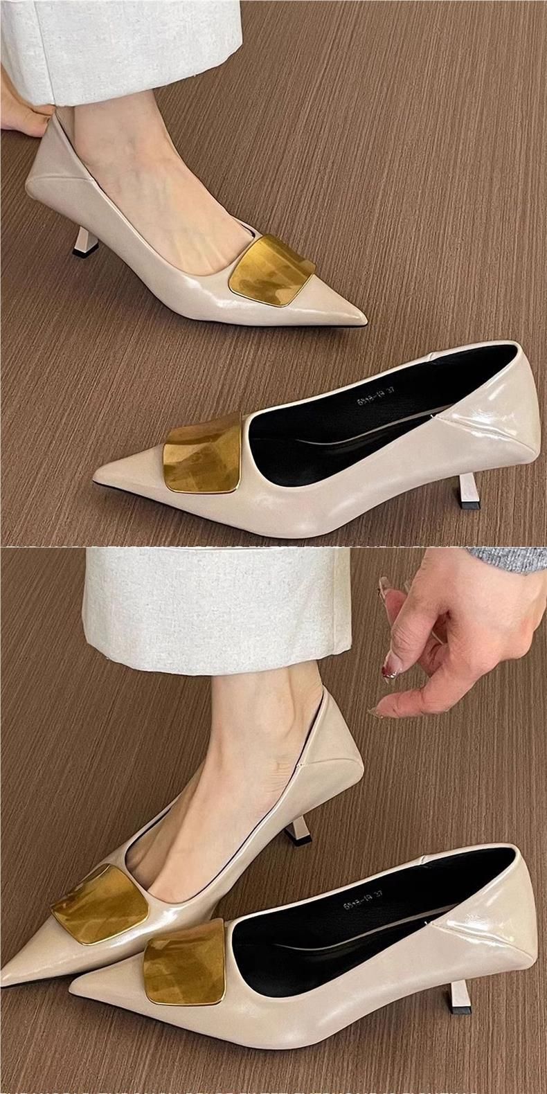 French Pointed High Heels Women's Shoes 2025 Spring New Style Niche Design Temperament Lady Stilettos_voghion.com