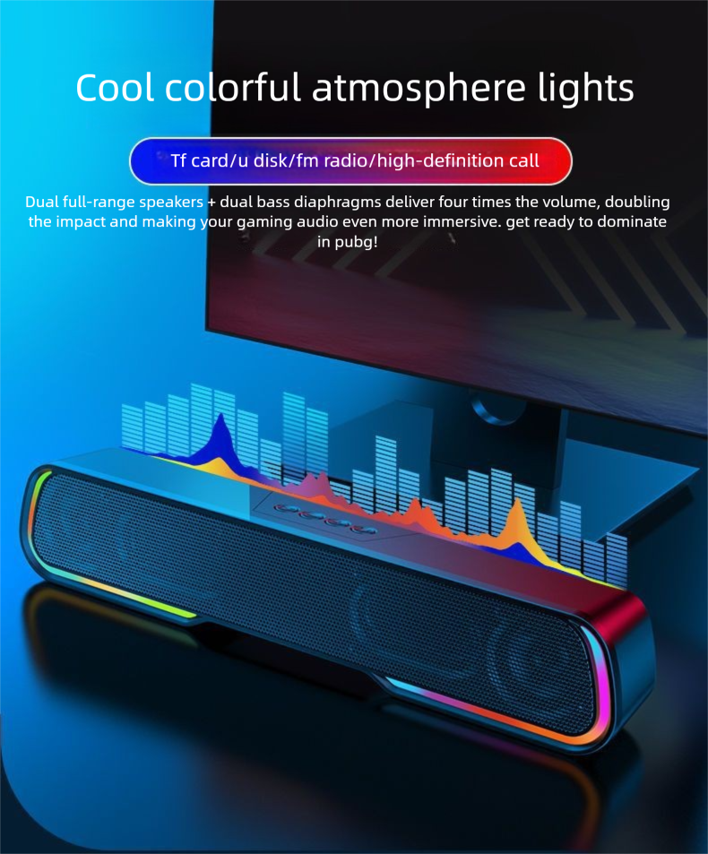 Mini haut-parleur Bluetooth sans fil RGB Marquee Sound Blaster, haut-parleur portable à longue bande, caisson de basses haute puissance_voghion.com