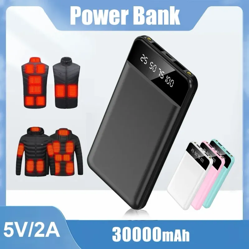 Power Bank portatile da 50000 mAh con display digitale a LED, batteria esterna con doppia porta USB per giacca con riscaldamento rapido_voghion.com