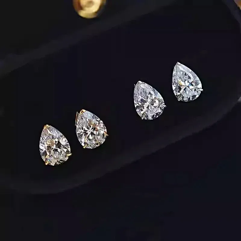 925 Silver Female 3- Light Water Droplet Pear Shaped Ear Hole Earrings Simple And Niche Versatile Temperament 250530_voghion.com