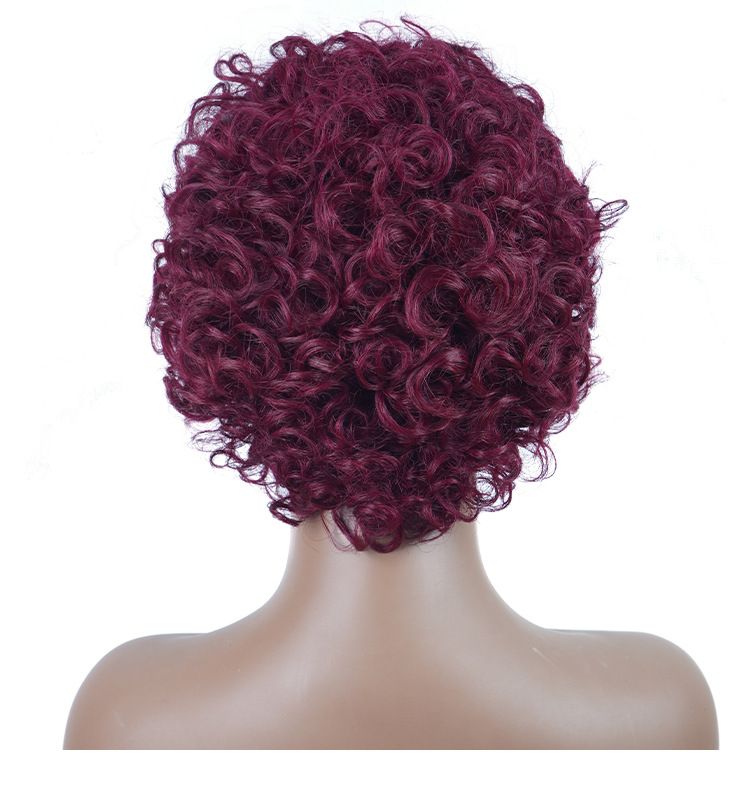 Pixie-Kurzbob-Perücken, 100 % Echthaar für Frauen, 1B 99j, weinfarben, kurzer Bob, lockige Perücke_voghion.com