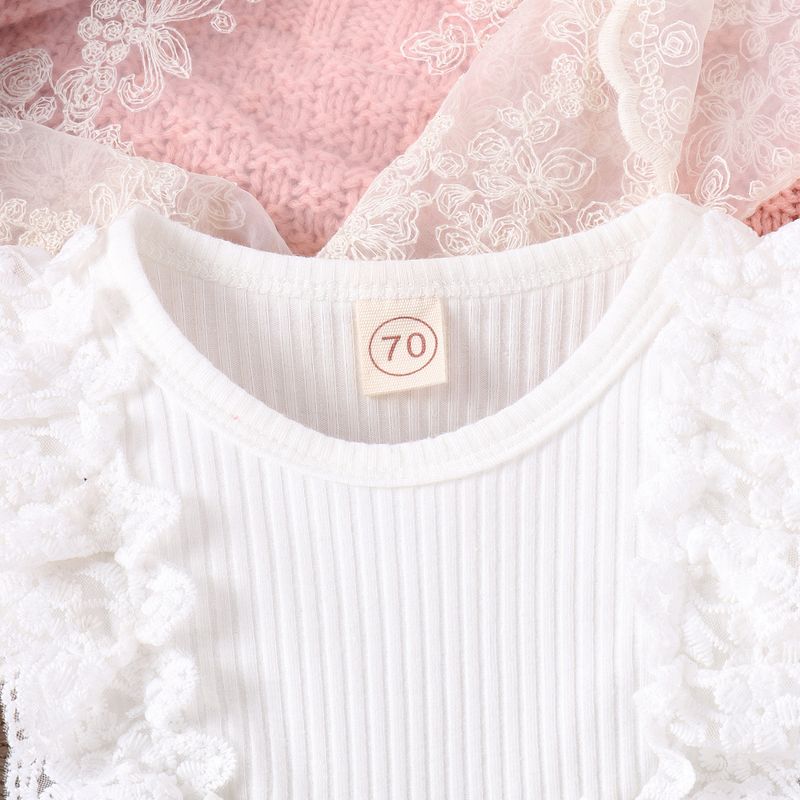 Abbigliamento per bambini piccolo vento profumato autunno inverno bambina gonna in pizzo a maniche lunghe in pizzo patchwork intrecciato abito con fiocco Ha_voghion.com