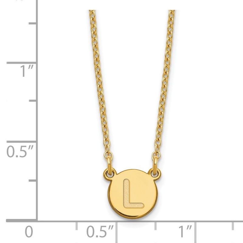 Sterling Silver Gold-plated Tiny Circle Block Letter L Initial Necklace_voghion.com