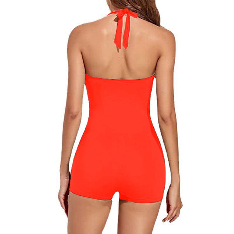 Naisten vaatteet Uusi Nylon Boxer Uimapuku Nainen Seksikäs Selkänojaton Suuri koko Yksivärinen Naisten Uimapuku Uimapuku_voghion.com