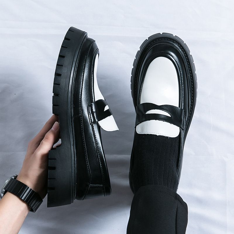 Suitable For All Seasons Four Seasons New Low-top Thick-soled Height-increasing Leather Korean Style Color-blocking Tassel Casual Fashion Youth_voghion.com