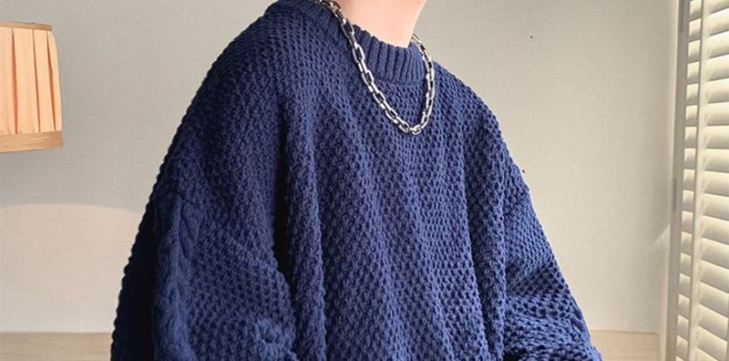 Herbst und gut aussehend Herren Lazy Style Retro Loose Trendy Marke Strick Sweer Grobnadel Winter verdickt High End_voghion.com