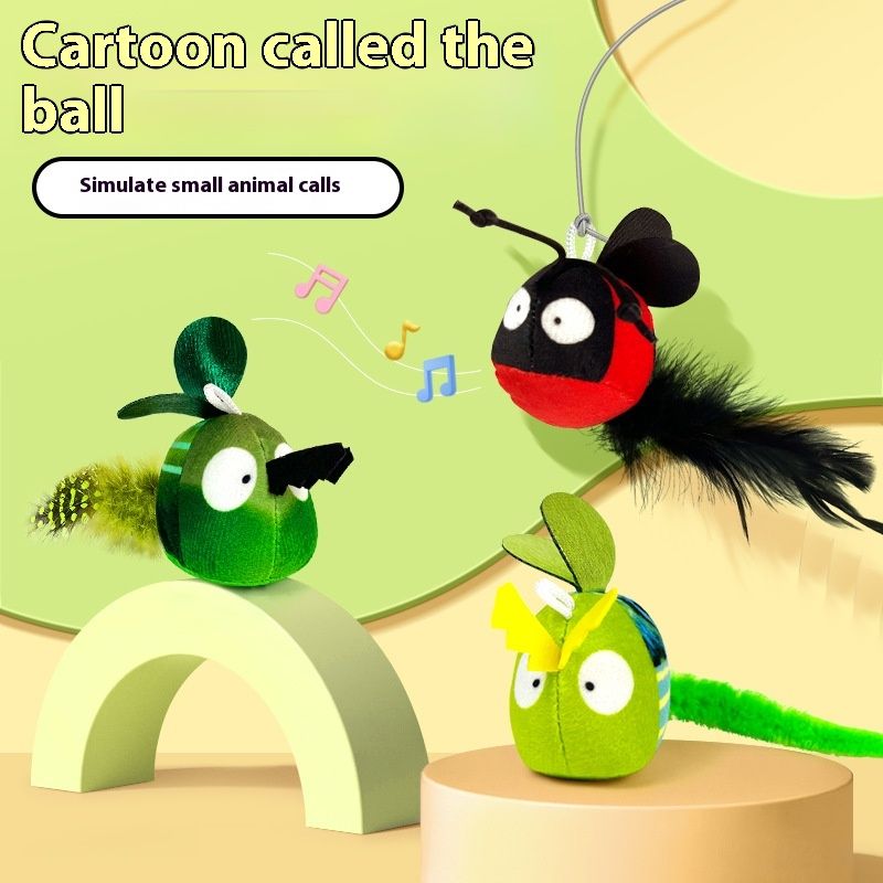 Pet plush sound hanging, calling ball, simulating insects to relieve boredom, creative cat toy new model_voghion.com