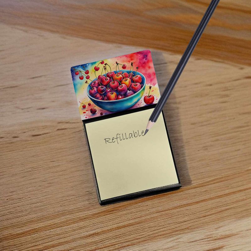 NEW Colorful Cherries Sticky Note Holder Refillable Dispenser Self-Sticky Note Pads, Memo Pads Blank Desk Accessories_voghion.com