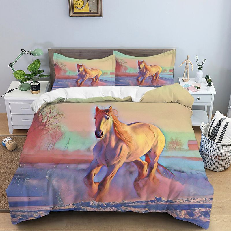 Set mit Löwen-Print, amerikanische Löwen-Bettwäsche, dreiteiliges Set mit Wildtieren_voghion.com
