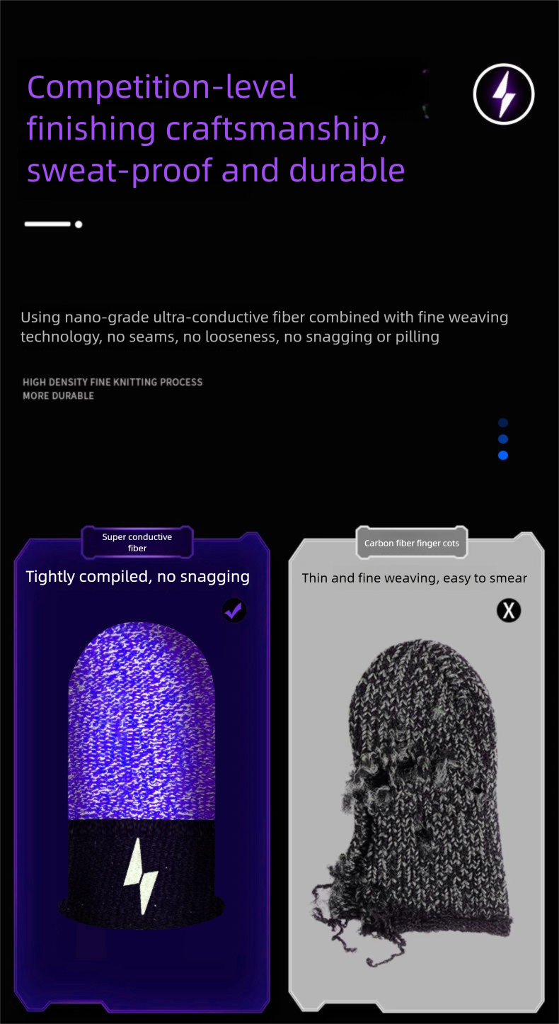 New Gaming Finger Sleeves King Of Mobile Games Sweatproof Non-slip Continuous Touch PUBG Artifact Flash Thunder Purple_voghion.com