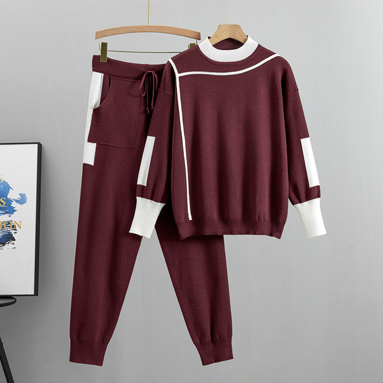 large size fashion temperament suits for women in spring and autumn new casual knitted two-piece suits_voghion.com