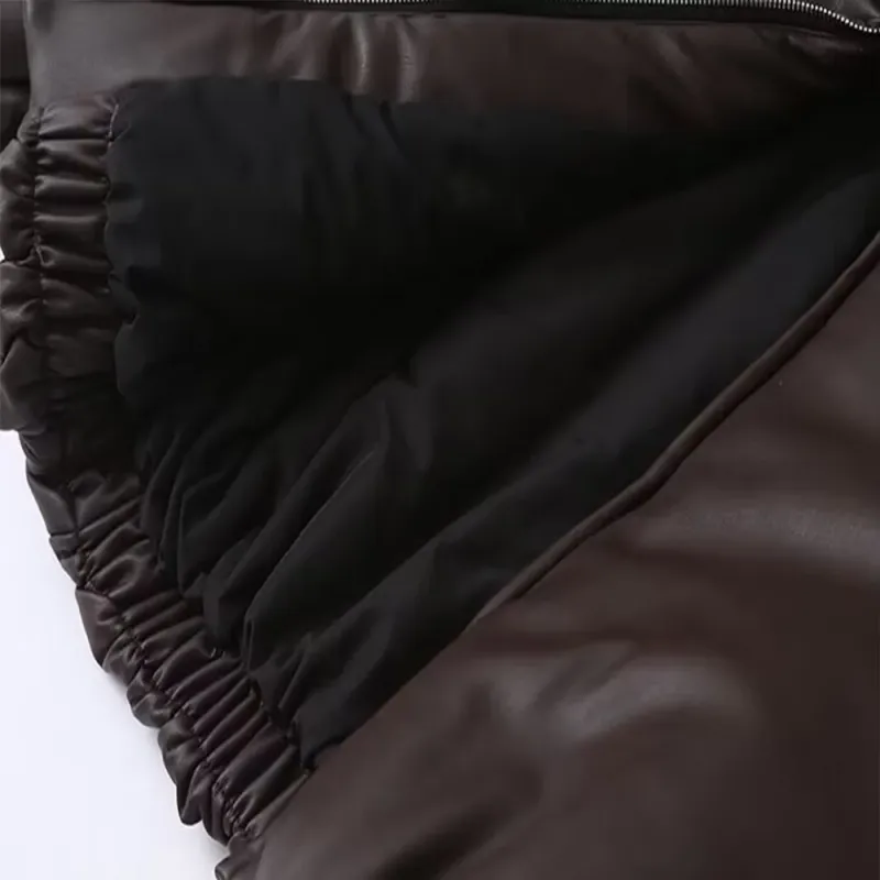 Veste en similicuir pour femme, surdimensionnée, style streetwear, parka rembourrée en coton, manteau court et chaud, collection automne-hiver 2024_voghion.com