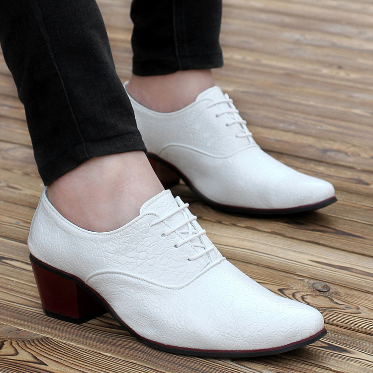 Herrenschuhe, mittelhoher Absatz, Spitze, Retro-Tanzschuhe, spitze, lässige Lederschuhe_voghion.com