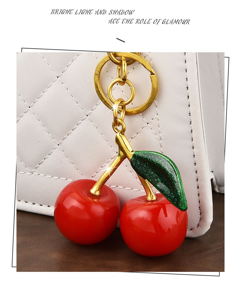Väska Cherry Resin hängsmycke, bilprydnad, fruktnyckelring, hängande tillbehör för väskor för kvinnor, enstaka köptrend_voghion.com