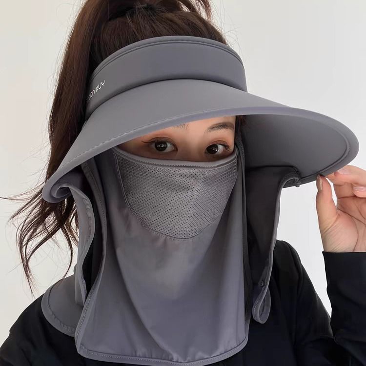 Cappello da sole LazyZoom Ice Silk aperto da donna, con protezione UV integrale, protezione per il collo integrata, adatto per il ciclismo._voghion.com