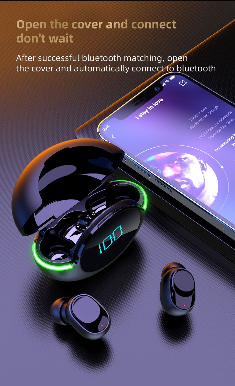 Y80 New Bluetooth Earphones Tws Wireless Sports Running Waterproof Noise Reduction Gaming Esports Mobile Digital Display_voghion.com