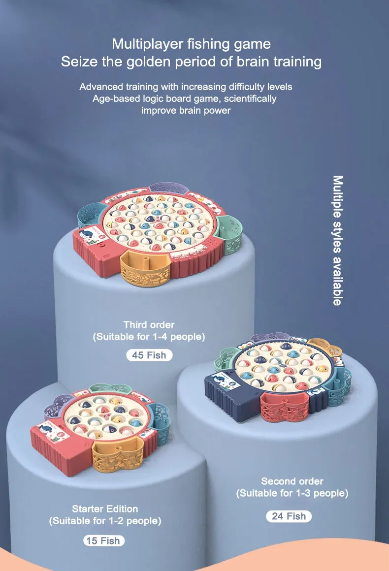 Children Electric Fishing Toys With Music Rotating Fish Interactive Board Game Fine Motor Skill Parent-child Toys For Ki_voghion.com