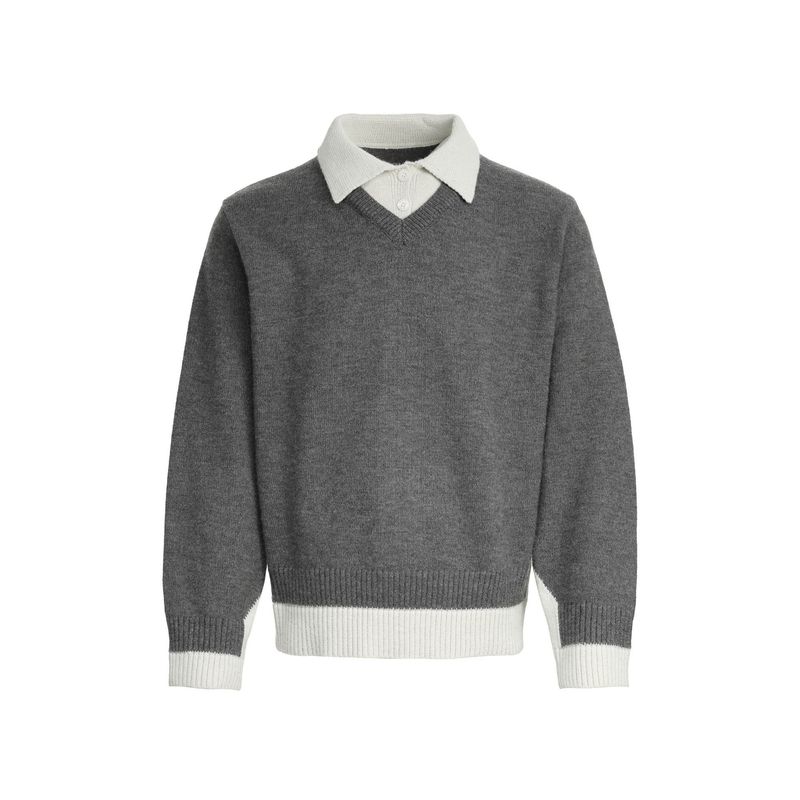 Maglione a collo alto lavorato a maglia in stile coreano antico, semplice, da uomo, autunno 2025, camicia di base in due pezzi_voghion.com