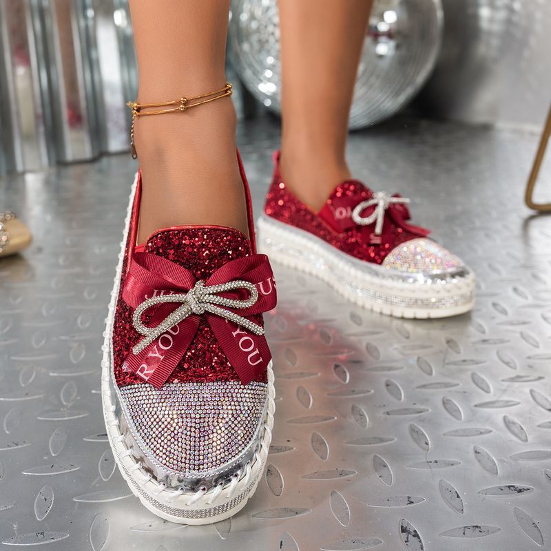 Damenschuhe Neue große Größe Strass Schleife Freizeitschuhe Nischendesign Einzelschuhe Trend_voghion.com