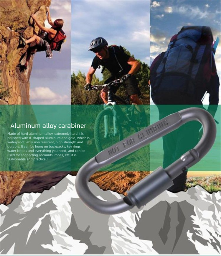 Outdoor Karabiner D-förmiger Aluminiumlegierung Schlüsselanhänger Rucksack Wasserflasche Unisex Sicherheitsclip Tragbarer Rebound Universal_voghion.com