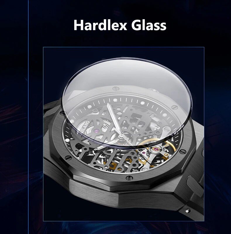 Top AILANG Automatyczny Mechaniczny es Męski Tourbillon Wodoodporny Czarny Stalowy Pasek Gumowy_voghion.com