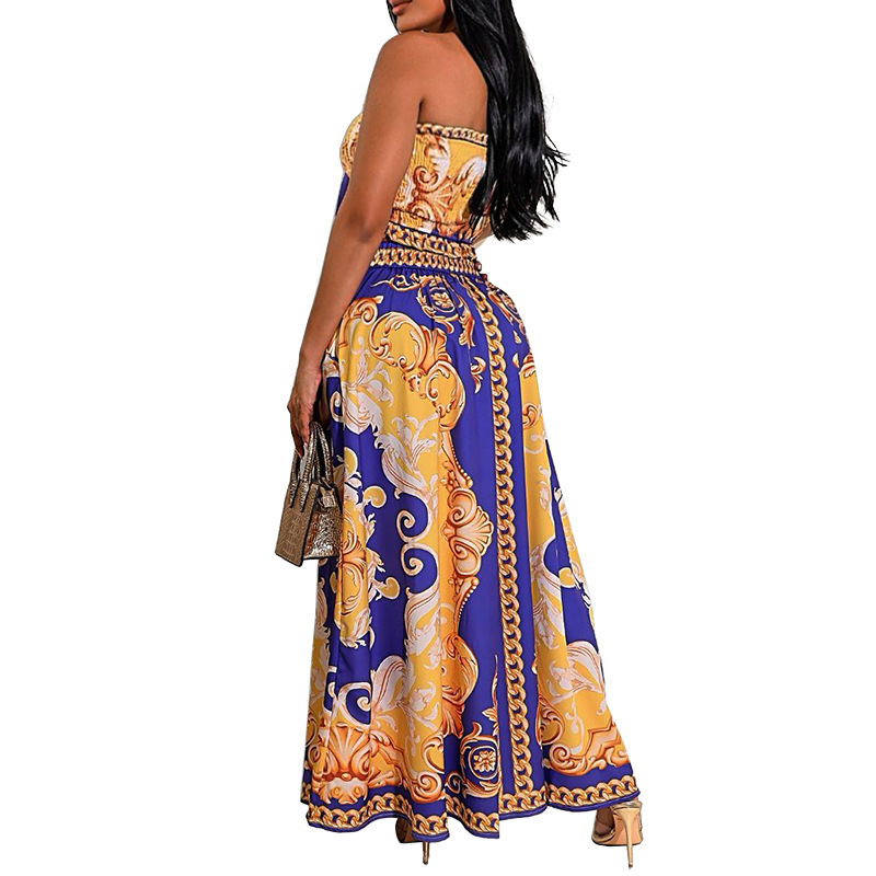 Dameskleding Casual sexy borstomslag Strappy rok print rokpakken set_voghion.com