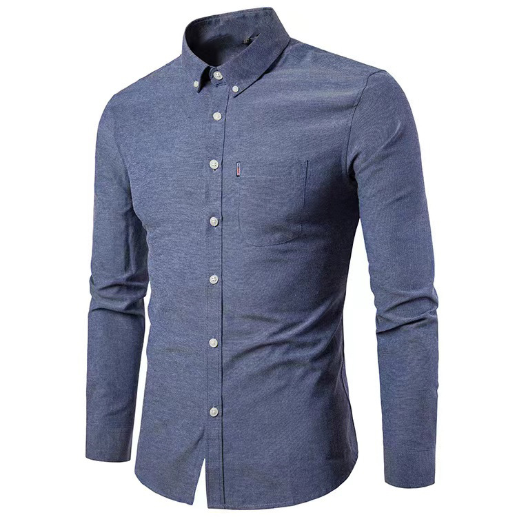 Nuova camicia a maniche lunghe Oxford Spinning Edizione coreana Non stirabile Slim Fit Tinta unita Abbigliamento casual da uomo per il centro_voghion.com
