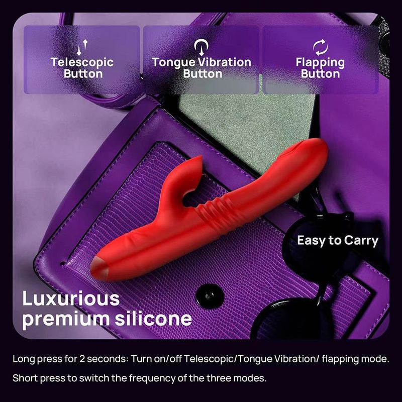 Female Masturbator Multifunctional Telescopic Vibrator G Spot Slapping Telescopic Heating Tongue Licking Design_voghion.com