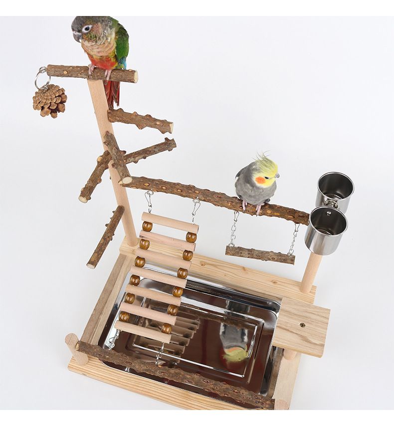 Pepper Wood Parrot Platform, Parrot Climbing Net, Climbing Training Station, Climbing Ladder, Swing Bird Toy Suspension Bridge_voghion.com