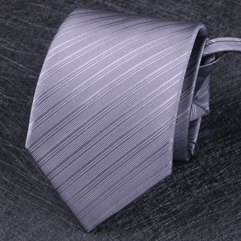 Cravatta color champagne da uomo, stile business con cerniera senza nodo color caffè, stile vintage a righe da sposo, annodata a mano, marrone_voghion.com