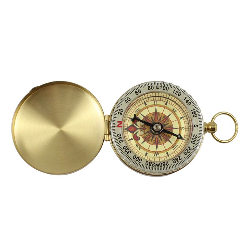 Brújula portátil de latón dorado de alta calidad para acampada y senderismo, ideal para actividades al aire libre._voghion.com