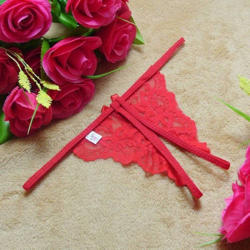 Open Crotch No-Take-Off Single Bowknot Sexy Lace Panties Women's Sensual Passion Thong Plus Size T-Pants_voghion.com