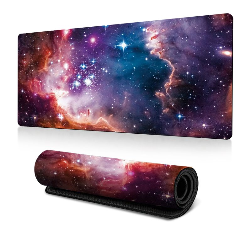 Tappetino per mouse antiscivolo con trasferimento termico, bordo antisporco, oversize, per scrivania da ufficio, con mappa del cielo stellato dell'universo esplosivo_voghion.com